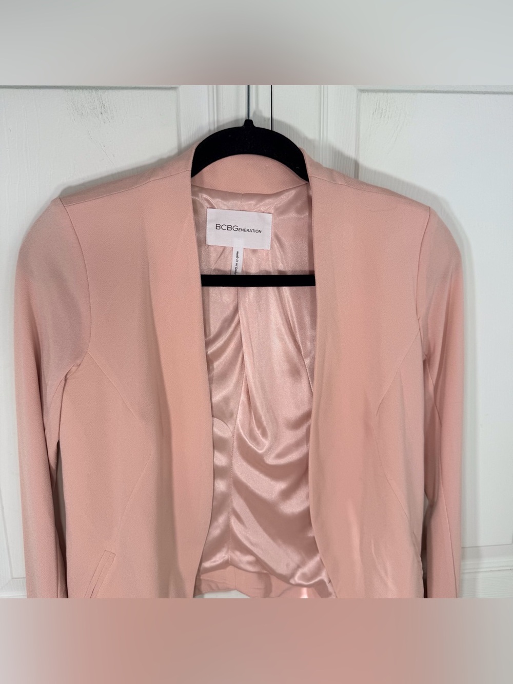 BCBG Light Pink Open Front Women's Blazer Sweater - Picture 3 of 9